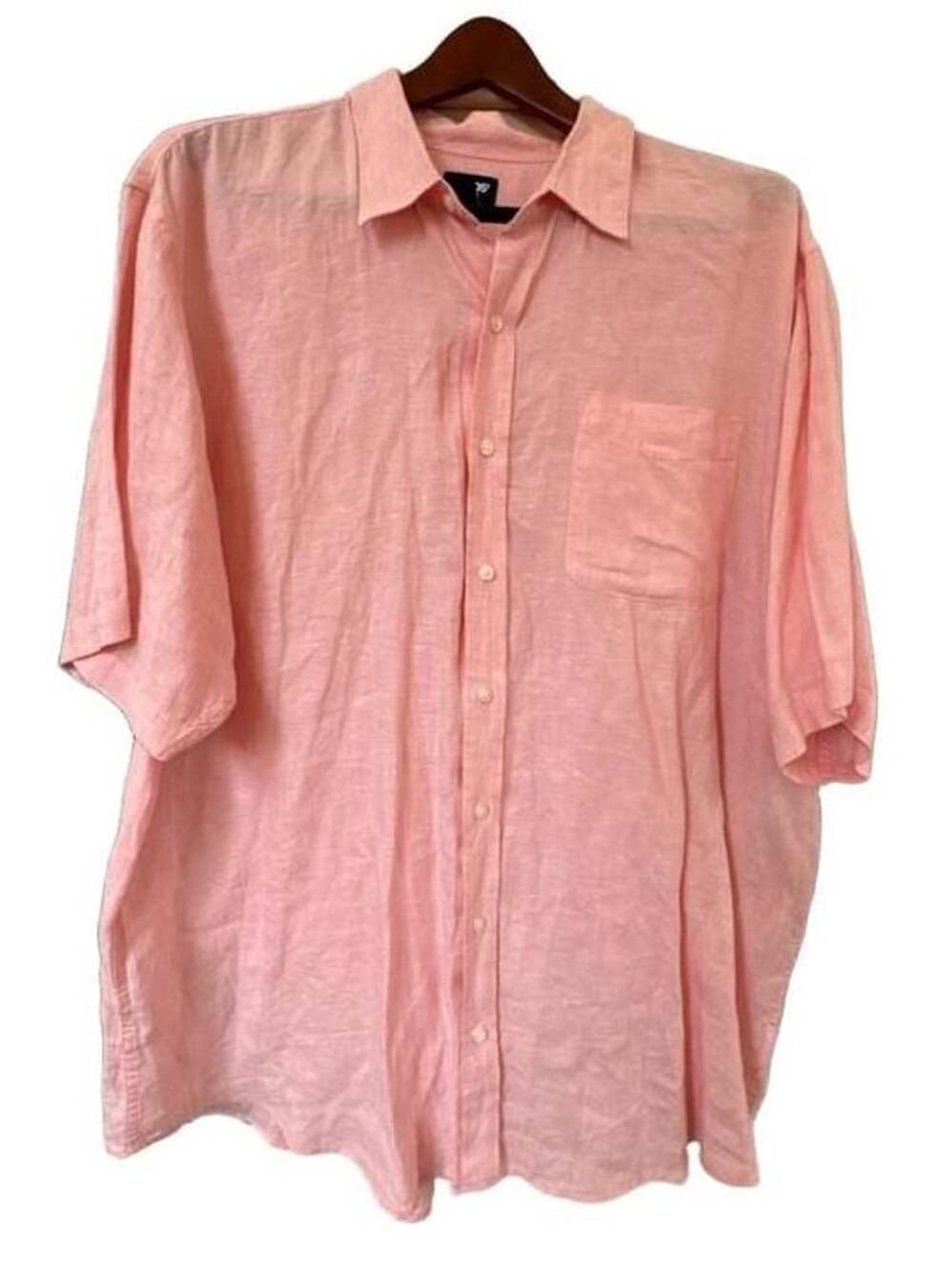 Lands' End Short Sleeve Linen Shirt Size 2XL/T Pink